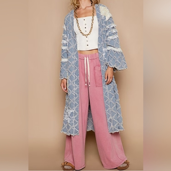 POL Denim Flared Sleeve Open Cardigan. SZ S. NWOT - Picture 4 of 12